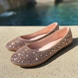 Sparkling Rhinestone Loafers rose gold
